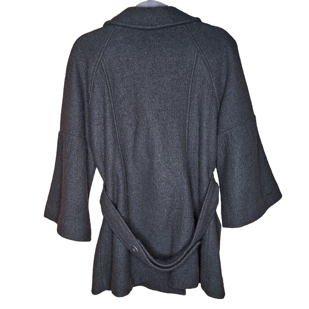 Sandro 100% Wool double breastfed bell sleeve peasant coat M dark forest green - Picture 2 of 4